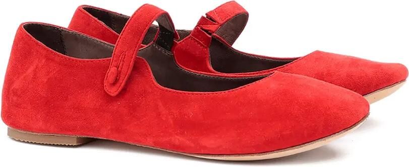 Pèpè Suède ballerina's met knoopsluiting Rood