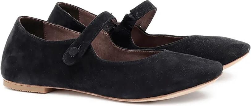 Pèpè Suède ballerina's met knoopsluiting Zwart
