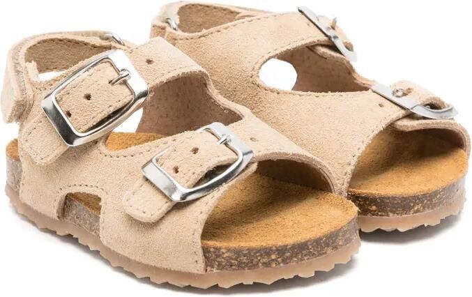 Pèpè Suède sandalen met dubbele gesp Beige