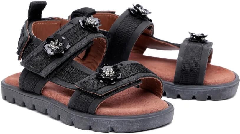 Pèpè Summer sandalen met bloemapplicatie Zwart
