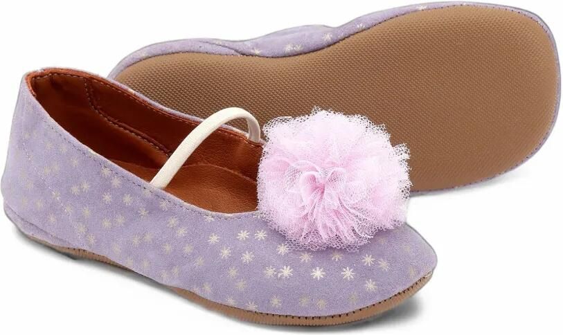 Pèpè Ballerina's met tulen pompon en sterprint Paars
