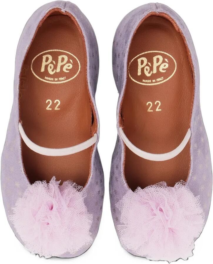 Pèpè Ballerina's met tulen pompon en sterprint Paars - Foto 2
