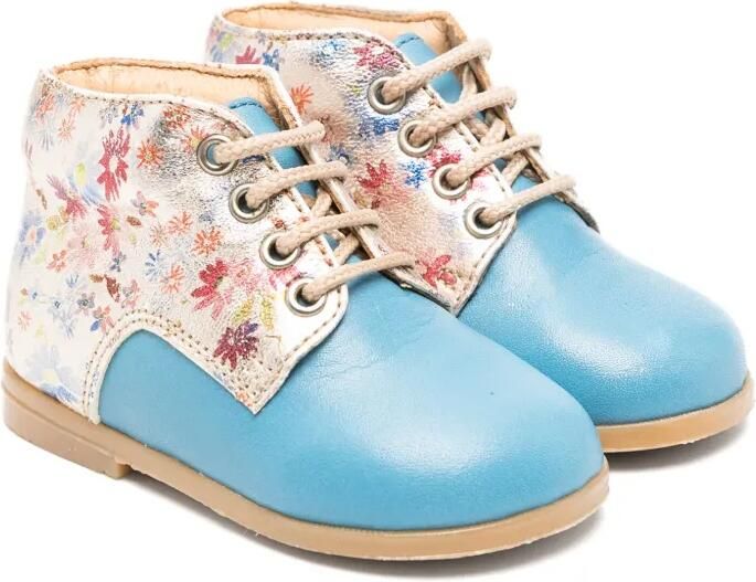 Pèpè Veterlaarzen met bloe print Blauw