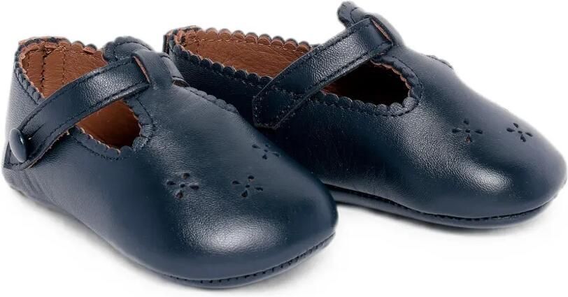 Pèpè Wiegschoenen met gewelfde afwerking en geperforeerde details Blauw