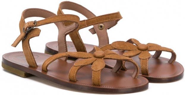 Pèpè Sandalen met bloe print Bruin