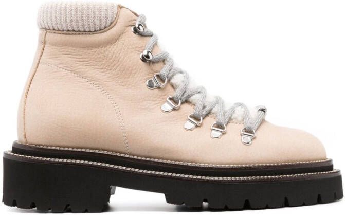 Peserico Leren veterlaarzen Beige