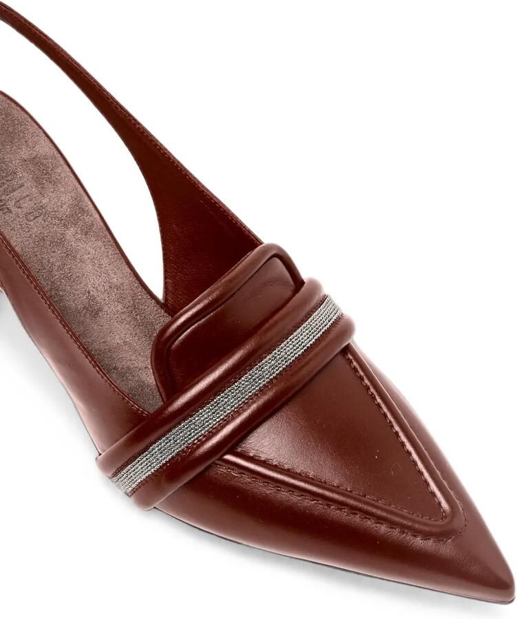 Peserico Monili slingback pumps met ketting puntige neus en hak Bruin - Foto 2