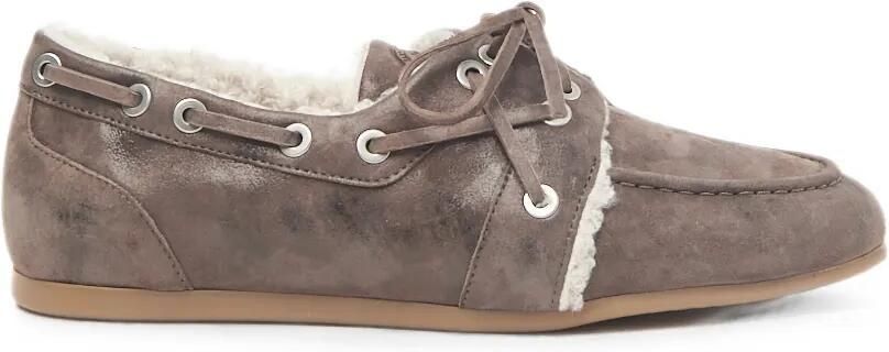 Peserico Suède loafers met imitatiebont Bruin