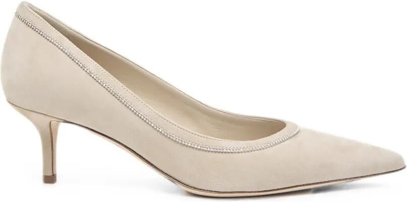 Peserico Suède pumps met monili-ketting Beige