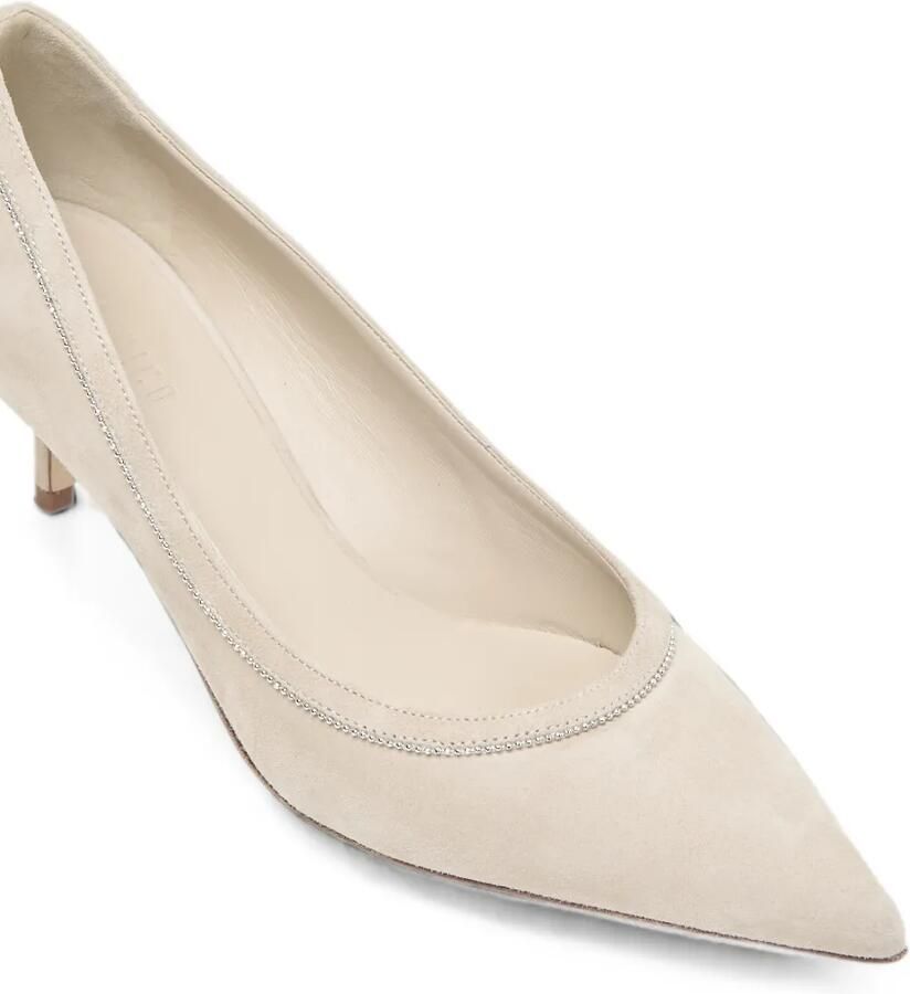 Peserico Suède pumps met monili-ketting Beige - Foto 2