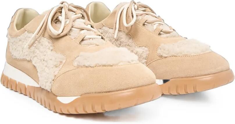 Peserico Suède sneakers met lammy vlak Beige - Foto 4