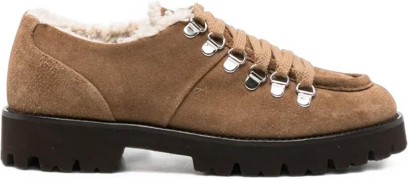 Peserico Suède sneakers met lammy voering Bruin