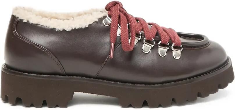 Peserico Veterschoenen met profielzool en lammy afwerking Bruin