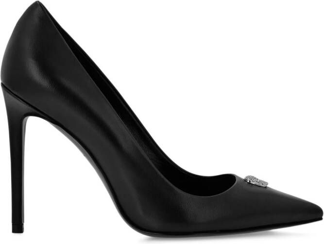 Philipp Plein 105 mm pumps met doodskop applicatie Zwart