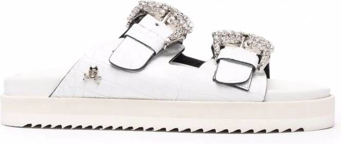 Philipp Plein Cocco leren sandalen Wit