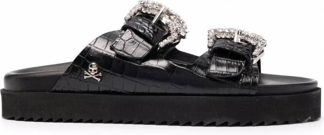 Philipp Plein Cocco leren sandalen Zwart