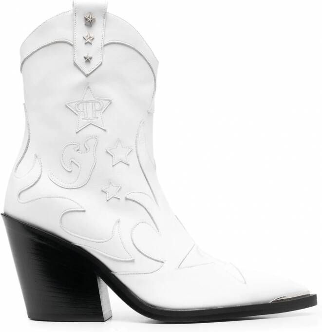 Philipp Plein Cowboylaarzen met sterdetail Wit