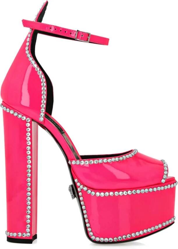 Philipp Plein crystal-embellished leather sandals Roze