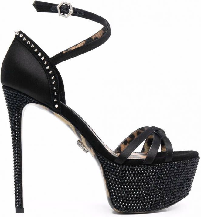 Philipp Plein Sandalen verfraaid met kristallen Zwart