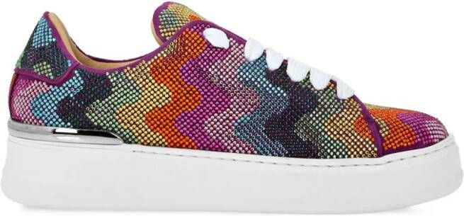 Philipp Plein Crystal Waves Rainbow sneakers Oranje