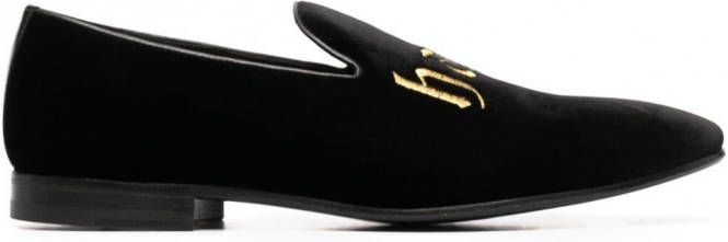 Philipp Plein Loafers met geborduurd logo Zwart