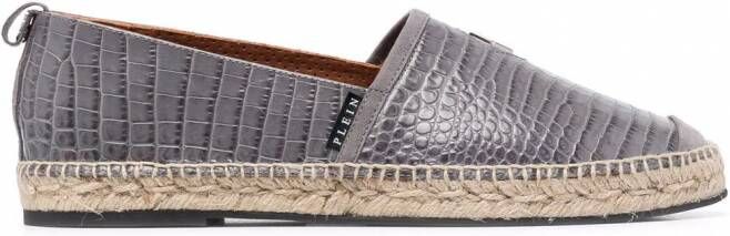 Philipp Plein Espadrilles met logo reliëf Grijs