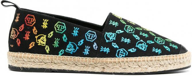 Philipp Plein Espadrilles met logoprint Zwart