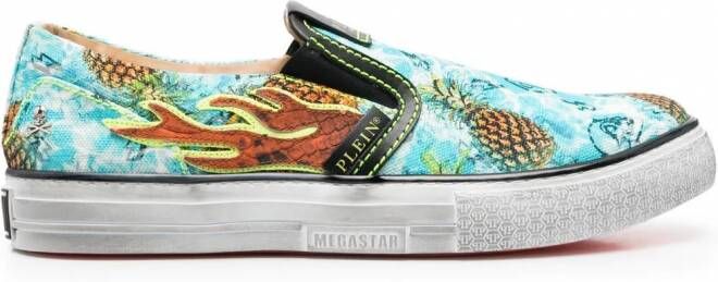 Philipp Plein Flame slip-on sneakers Blauw