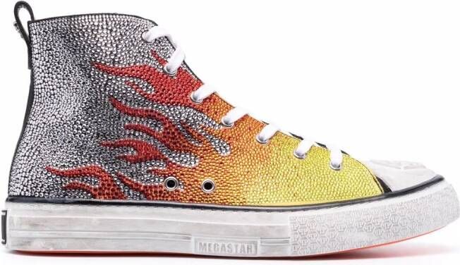 Philipp Plein Flames Megastar high-top sneakers Zilver