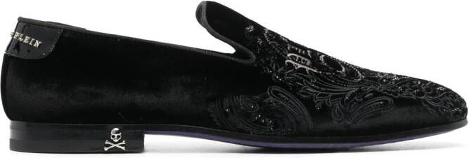 Philipp Plein Fluwelen loafers Zwart