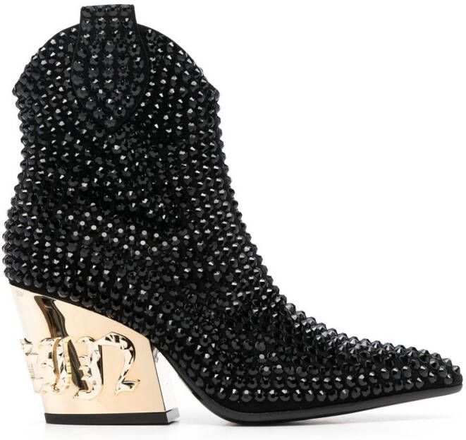 Philipp Plein Gothic Plein leren laarzen Zwart