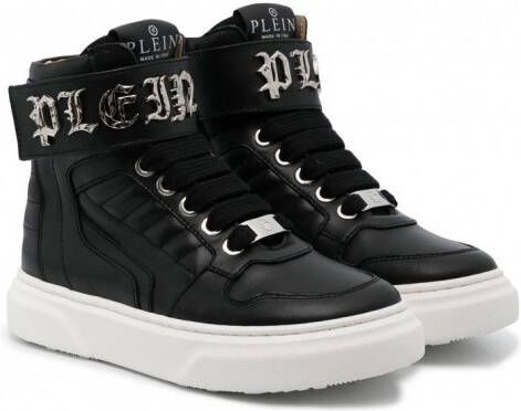 Philipp Plein Junior Gothic Plein high-top sneakers Zwart