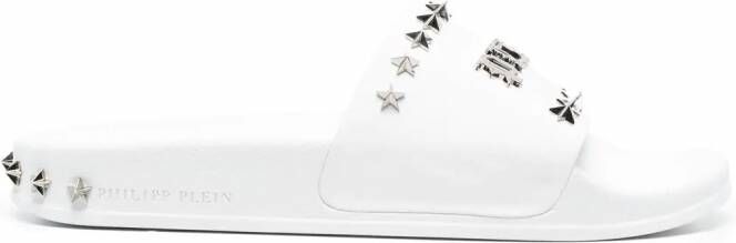 Philipp Plein Gothic Plein sandalen met studs Wit