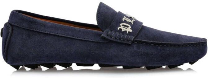 Philipp Plein Gothic Plein suède mocassins Blauw