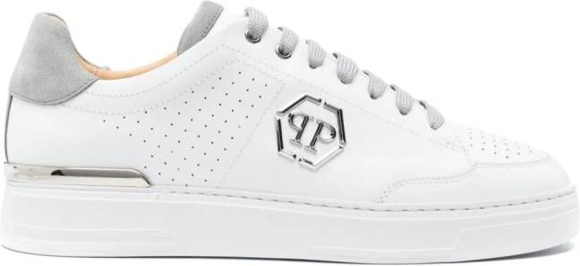 Philipp Plein Hexagon leren sneakers Wit