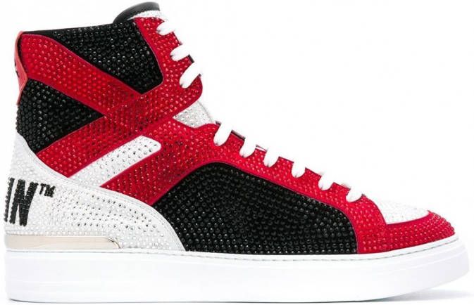 Philipp Plein Hi Top Sneakers 0213 BLACK/RED - Schoenen.nl