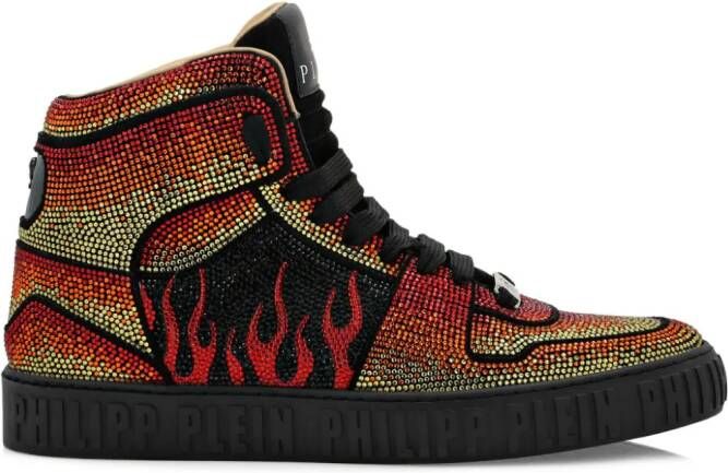 Philipp Plein High top sneakers verfraaid met kristallen Zwart