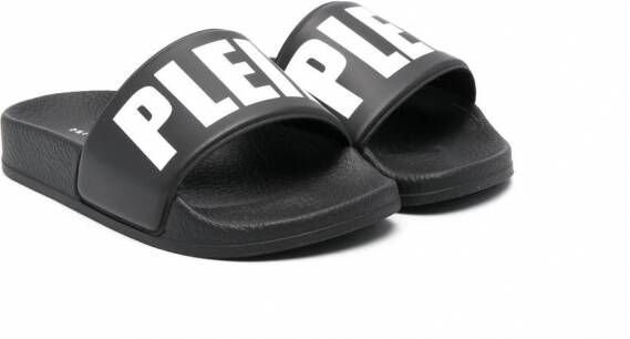 Philipp Plein Junior Badslippers met print Zwart