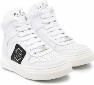 Philipp Plein Junior Sneakers met logopatch Wit