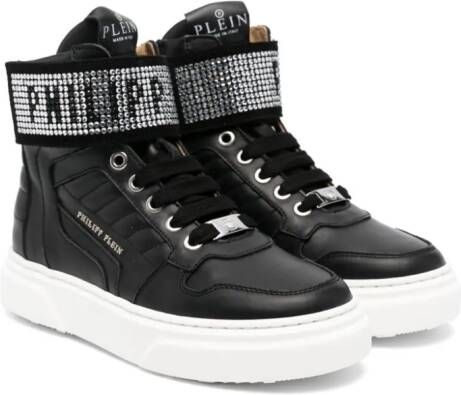 Philipp Plein Junior Sneakers verfraaid met kristallen Zwart