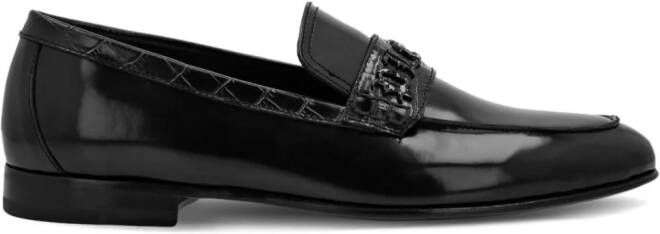 Philipp Plein Leren loafers met logoplakkaat Zwart