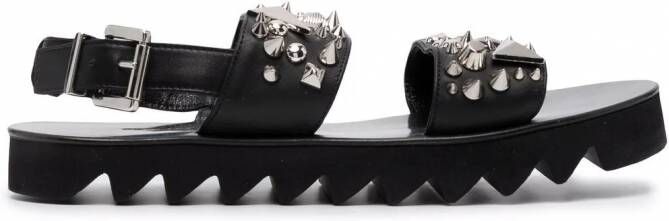 Philipp Plein Leren sandalen Zwart