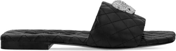 Philipp Plein Leren slippers Zwart