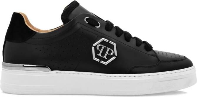 Philipp Plein Leren sneakers met logoprint Zwart