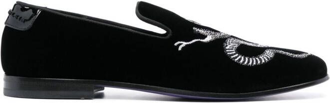 Philipp Plein Loafers met slangenprint Zwart