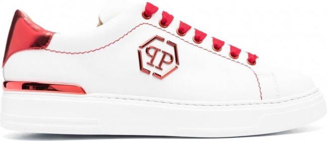 Philipp Plein Sneakers met logoplakkaat Wit