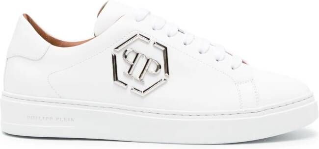 Philipp Plein Sneakers met logoplakkaat Wit