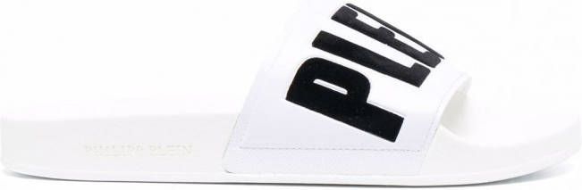 Philipp Plein Slippers met logoprint Wit