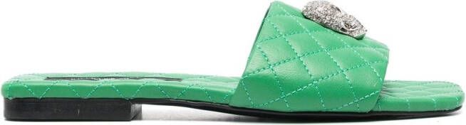 Philipp Plein Matelassé slippers Groen