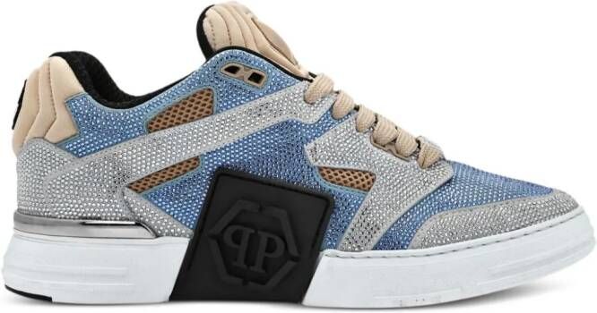 Philipp Plein Mix sneakers met logopatch Blauw